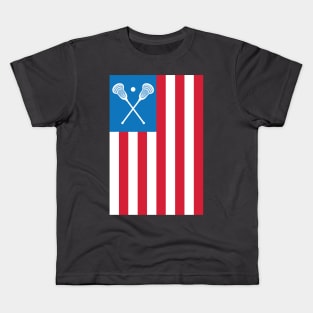 American Flag Lax 4th of July Lacrosse Helmet Sticks Kids T-Shirt